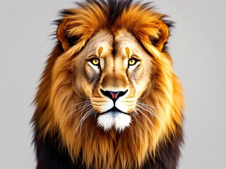 Fototapeta premium A close-up of a majestic lion with a golden mane and intense gaze, showcasing its raw power.
