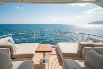 Fototapeta premium Sunny day yacht lifestyle serene ocean horizon photography