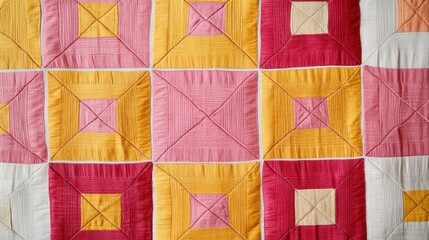 Colorful quilt patterns handmade craft textiles cozy home close-up view artistry in fabric