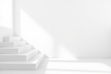 Obraz premium Bright minimalist staircase design a contemporary interior view
