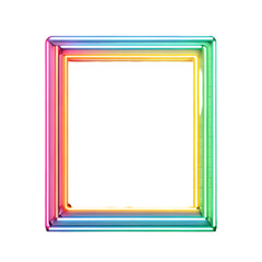 A 3d glowing neon light frame illustration isolated on white background. Tree neon light frame illustration on white. 