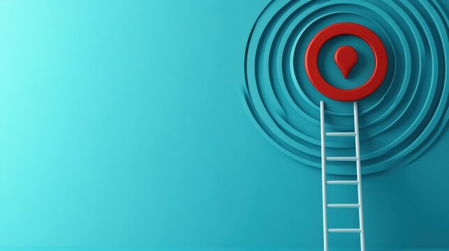 Red location pin on a blue background with a ladder, symbolizing guidance and direction