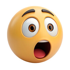 Fototapeta premium A really high quality 3d yellow astonished emoji illustration isolated on white background. big eye astonished emoji illustration on white. trending emojis on white background.