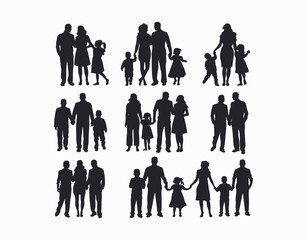 Beautiful Family Silhouettes Vector Template