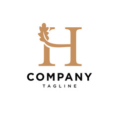 Letter H Oak Leaf Logo Icon Vector