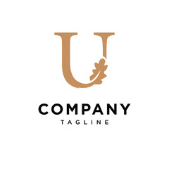 Letter U Oak Leaf Logo Icon Vector