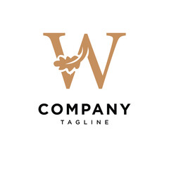 Letter W Oak Leaf Logo Icon Vector