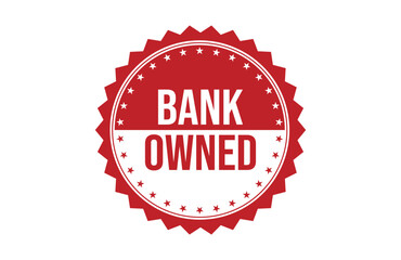 Obraz premium Bank owned red ribbon label banner.
