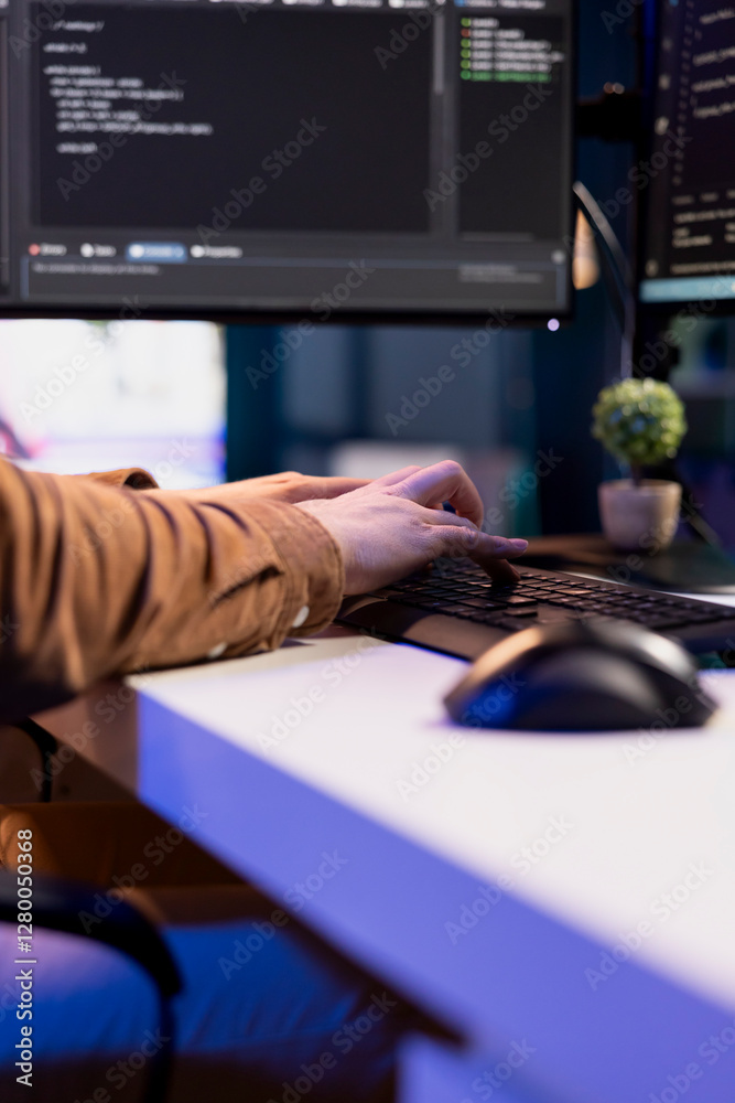 Aufkleber teleworking programmer securing company servers from virus attacks to avoid unwanted failures. it re