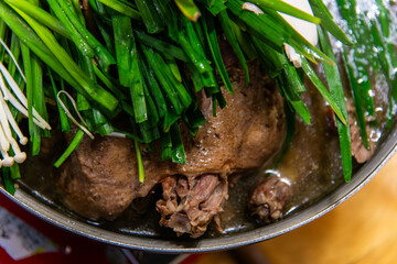 duck stew before boiling in the pot