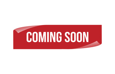 Red banner coming soon isolated on white background.