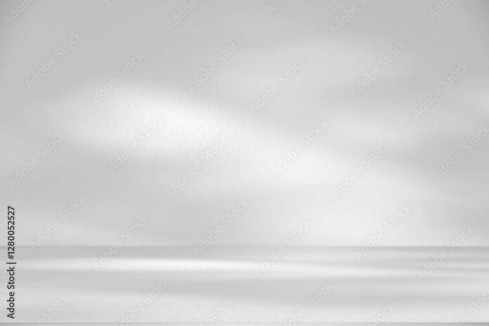 Aufkleber wall interior background, studio and backdrops show products.with shadow from window color white and