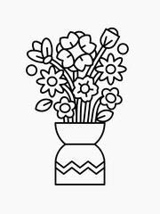 Flower in Vase Coloring Page Vector