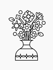 Flower in Vase Coloring Page Vector