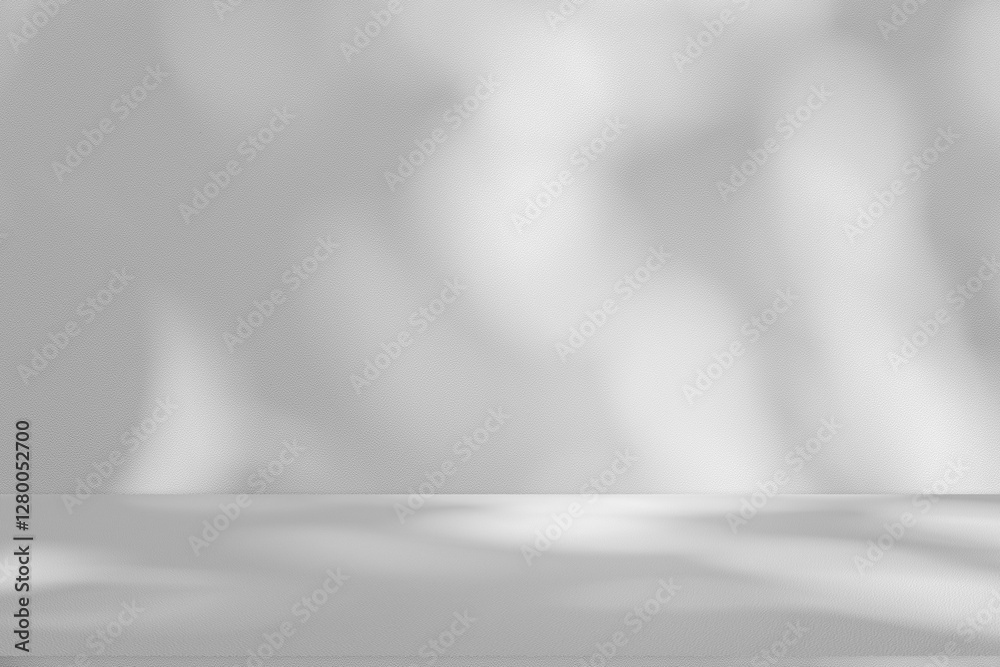 Poster wall interior background, studio and backdrops show products.with shadow from window color white and
