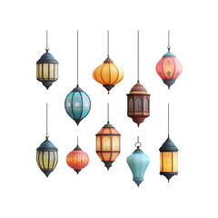 Islamic ramadan kareem lantern isolated on a transparent background.