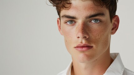 Obraz premium Young Man Portrait with Freckles