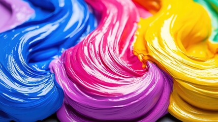 Vibrant Swirls of CMYK Paint Colors