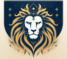 Majestic Gold Lion Head Ornate Design Dark Background