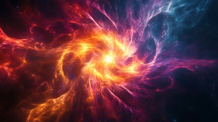 A cybernetic brain dissolving into a singular quantum point, emitting radiant energy waves and particles, intricate glowing neural patterns merging into the core,