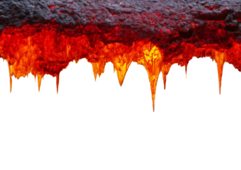 Magma lava border Dripping on Surface isolated on transparent or white background