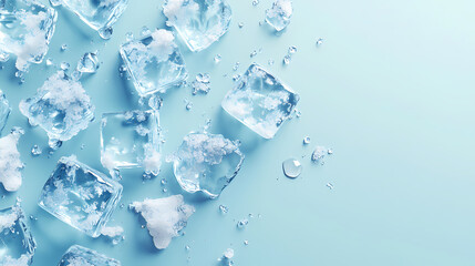 Ice Blocks on Blue Background