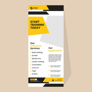 Fitness Roll Up Banner Template for Gym or Training Center