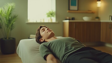 Nerve therapy session in a calming clinic with a therapist. Featuring stress relief and relaxation