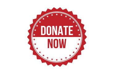 Donate now red ribbon label banner.