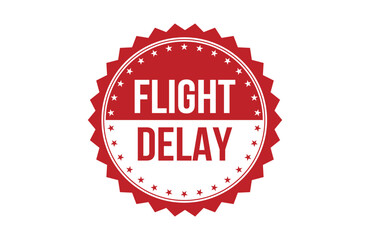 Obraz premium Flight delay red ribbon label banner.
