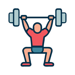 Fototapeta premium calisthenics man barbell squat lift icon