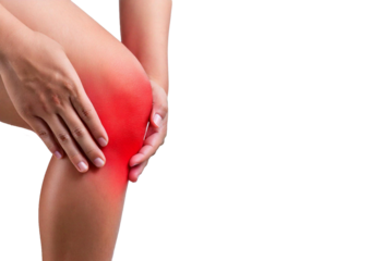 Inflamed His knees. isolated on transparent or white background