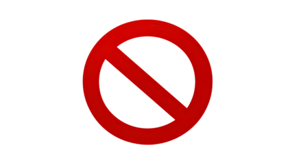 Red no entry symbol isolated on a white background.