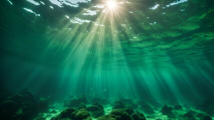 Fototapeta premium 光が舞う神秘の海底