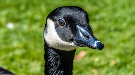 Obraz premium A Close-Up Portrait of a Canada Goose in the Rain