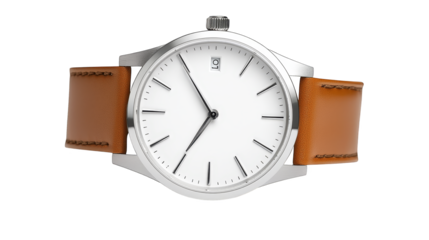 Timeless elegance, a closeup of watch with rich brown leather band classic