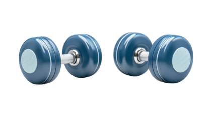 Pair of dumbbells on a vibrant blue and green gradient background for fitness blue