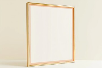 Designed for visual appeal in ads, this minimalist gold frame in a realistic AI 3D mock-up features subtle peach accents.