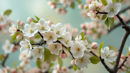 Obraz premium Close-up of White Spring Flowers.