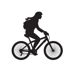 Dynamic Silhouette of a Woman on a Mountain Bike