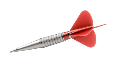 Closeup of a red dart against striking green background, study in contrast and precision