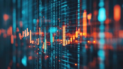 Abstract digital data visualization with vibrant colors and patterns representing information flow