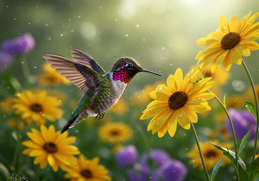 flowers and hummingbirds - Powered by Adobe