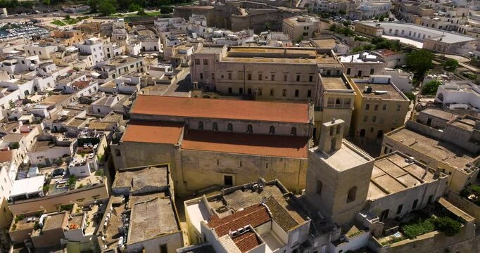 Aerial View Of Cattedrale di Santa Maria Annunziata Catholic Cathedral In Otranto, Italy.
