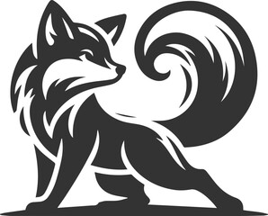 A fox stretching after waking up looking content vector