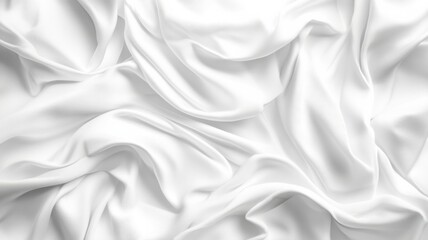 Fototapeta premium Soft white fabric draping elegantly on a surface with gentle folds and shadows, creating a serene and calm atmosphere