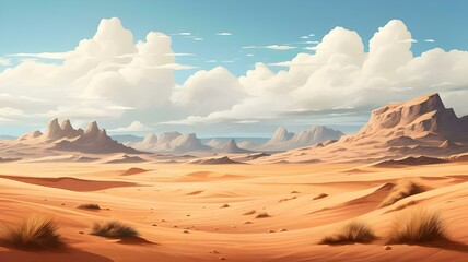 Naklejka premium Desert background with sand dunes and mountain view