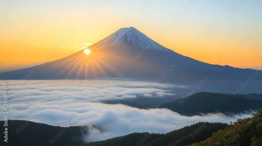 Wall mural Majestic Mount Fuji Sunrise