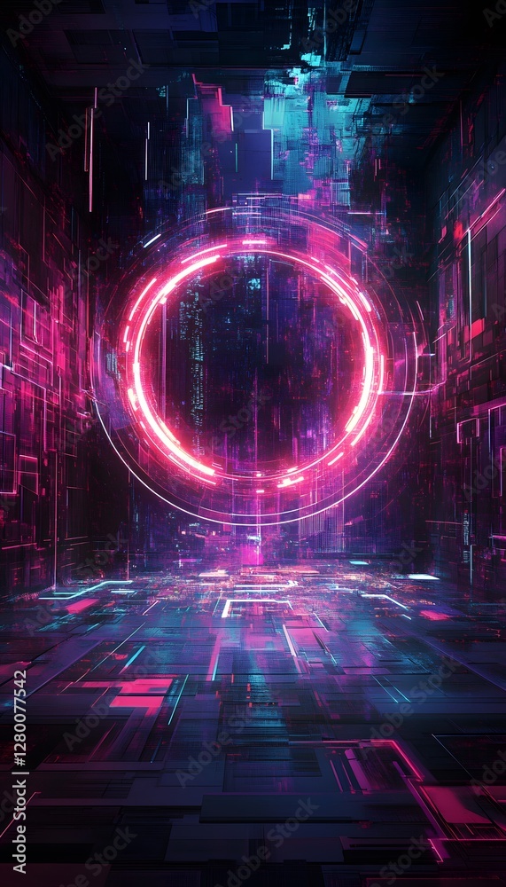 Wall mural a futuristic technology displaying a large glowing circular object