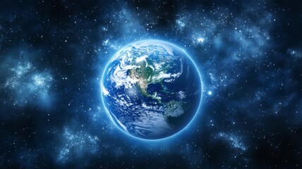 Earth from space illuminated by stars in the vastness of the universe showcasing the beauty of our planet